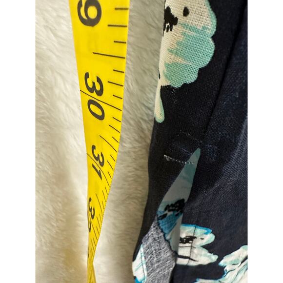 NWT Talbots Navy Floral Longline Top 3X Beaded 100% Linen - Picture 9 of 9